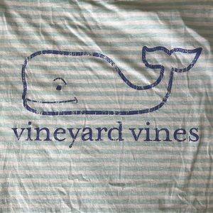Vineyard, vines, blue, and white striped top